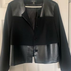 Woman’s Black Faux Leather and Cotton Jacket size 14